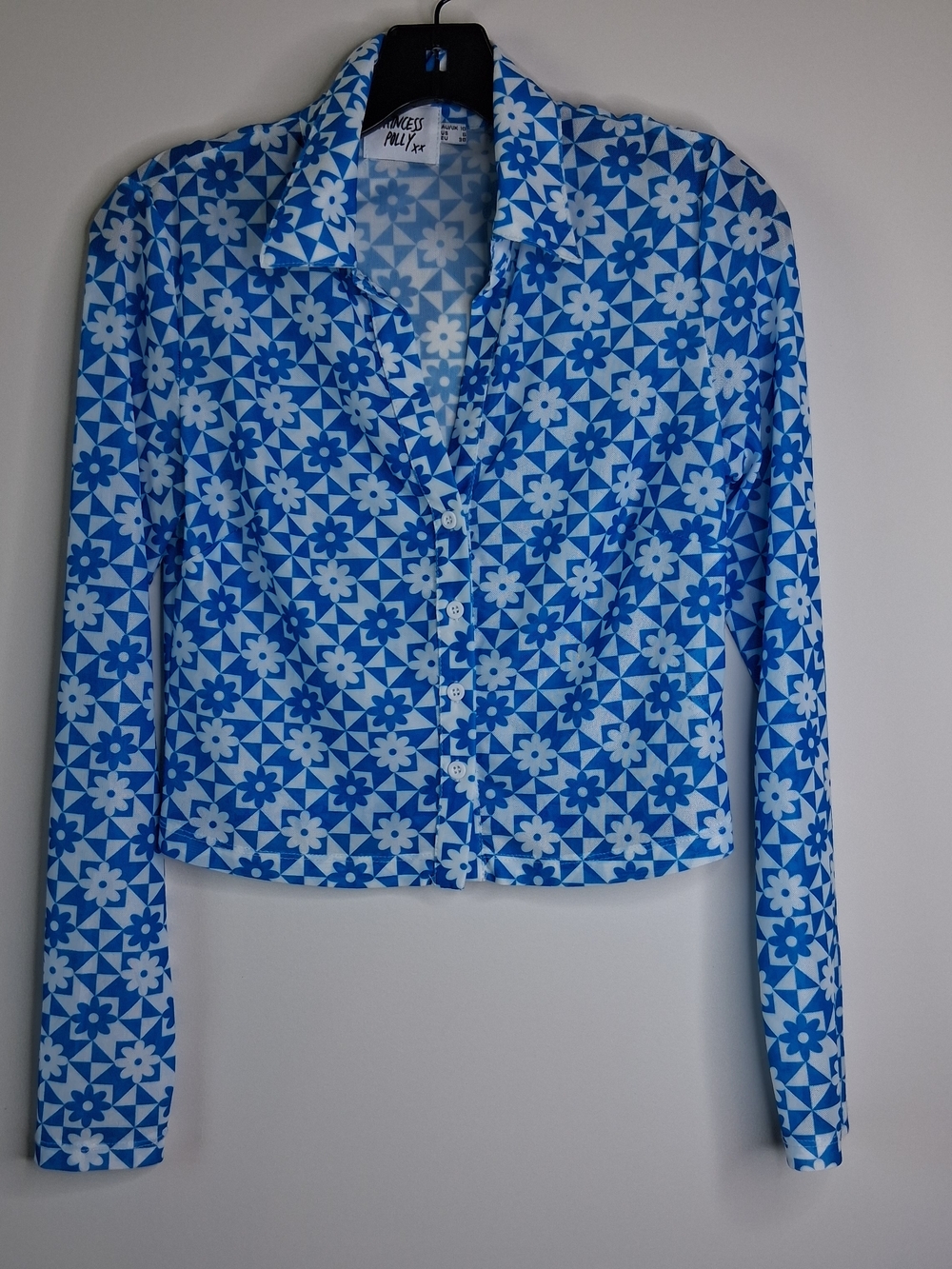 Princess Polly Blue Floral Print Top Size 6